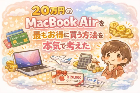 MacBook Airとクレジットカードのイラスト